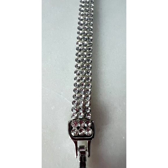 NWT Swarovski clim signed clear crystal 3 row mesh bracelet with tag - Picture 5 of 10